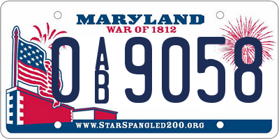MD license plate 0AB9058