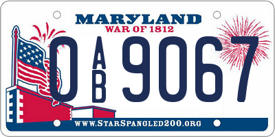 MD license plate 0AB9067