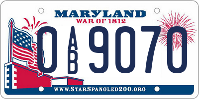 MD license plate 0AB9070