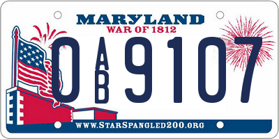 MD license plate 0AB9107