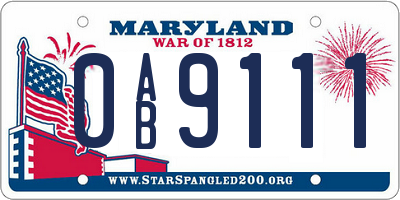 MD license plate 0AB9111