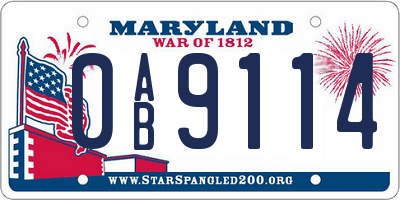 MD license plate 0AB9114