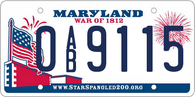 MD license plate 0AB9115