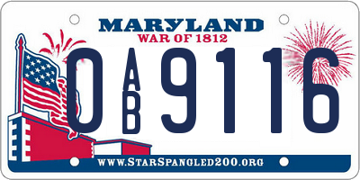 MD license plate 0AB9116