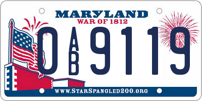 MD license plate 0AB9119