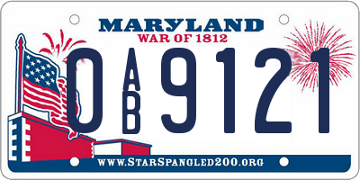 MD license plate 0AB9121