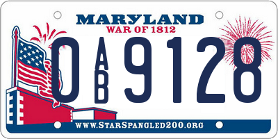 MD license plate 0AB9128