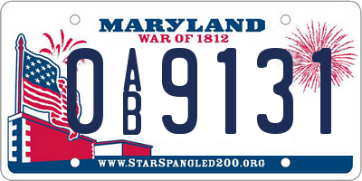 MD license plate 0AB9131