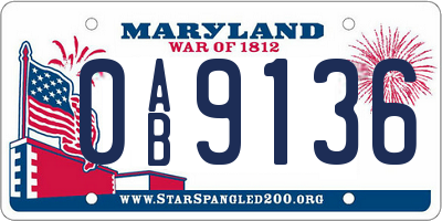 MD license plate 0AB9136