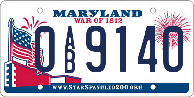 MD license plate 0AB9140