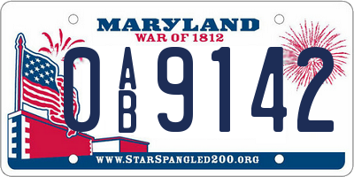 MD license plate 0AB9142