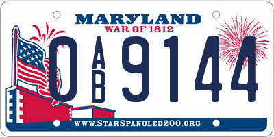 MD license plate 0AB9144