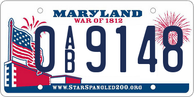 MD license plate 0AB9148