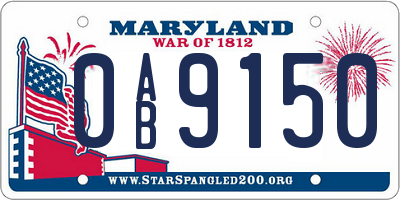 MD license plate 0AB9150