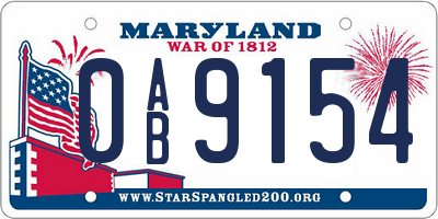 MD license plate 0AB9154