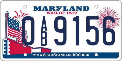 MD license plate 0AB9156