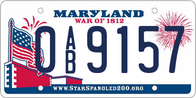 MD license plate 0AB9157