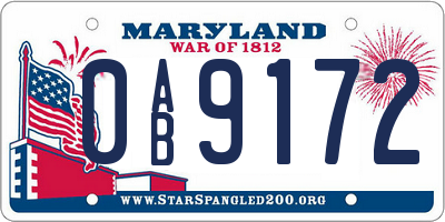 MD license plate 0AB9172