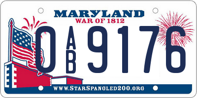 MD license plate 0AB9176