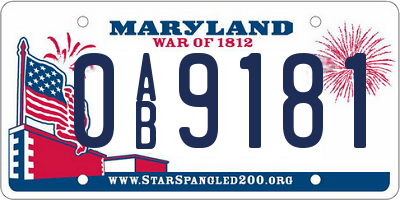 MD license plate 0AB9181