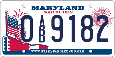 MD license plate 0AB9182