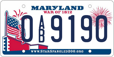 MD license plate 0AB9190