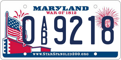 MD license plate 0AB9218