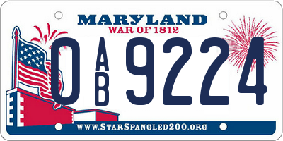MD license plate 0AB9224