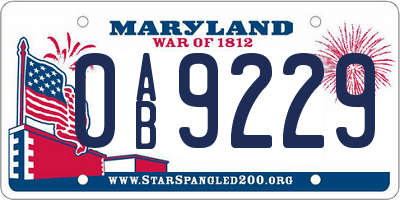 MD license plate 0AB9229