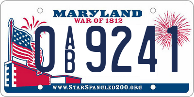 MD license plate 0AB9241