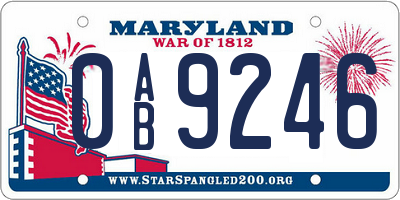 MD license plate 0AB9246