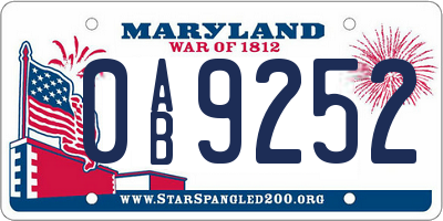 MD license plate 0AB9252