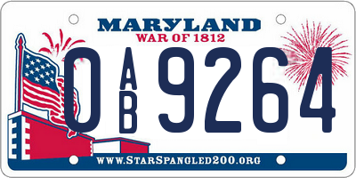 MD license plate 0AB9264