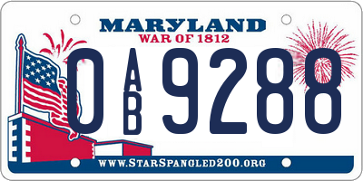 MD license plate 0AB9288
