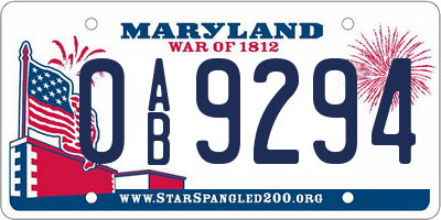 MD license plate 0AB9294