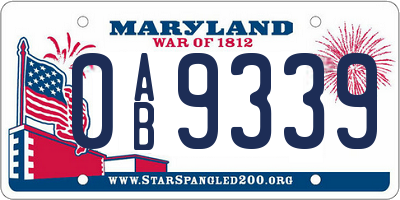 MD license plate 0AB9339