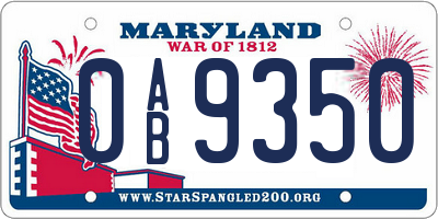 MD license plate 0AB9350
