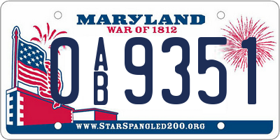 MD license plate 0AB9351