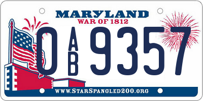 MD license plate 0AB9357