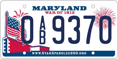 MD license plate 0AB9370