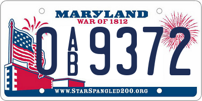 MD license plate 0AB9372