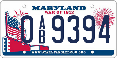 MD license plate 0AB9394