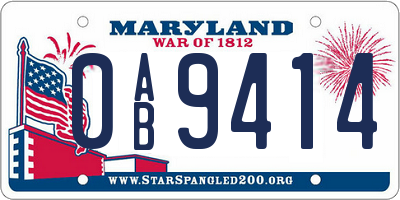 MD license plate 0AB9414