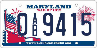 MD license plate 0AB9415