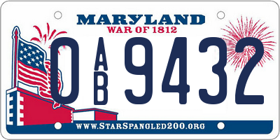 MD license plate 0AB9432