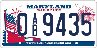 MD license plate 0AB9435