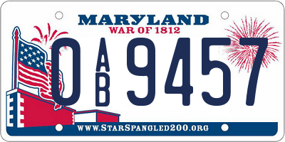 MD license plate 0AB9457