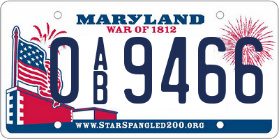MD license plate 0AB9466