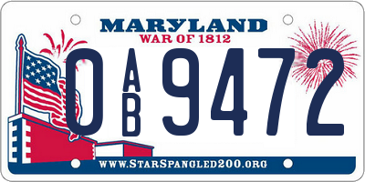 MD license plate 0AB9472
