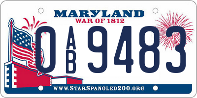 MD license plate 0AB9483